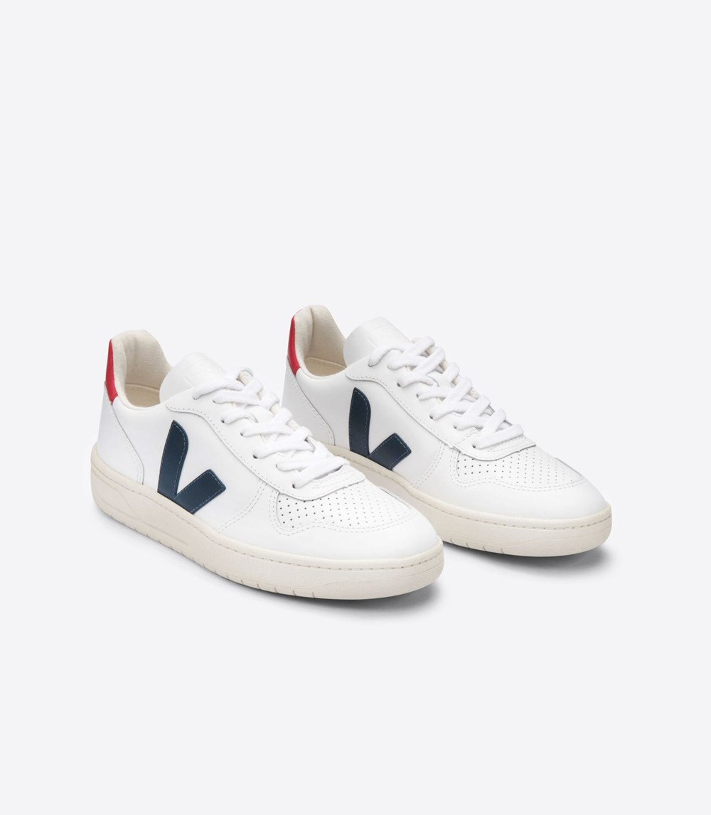 Tenis Veja Hombre - V-10 Cuero - Blancos - 714QXOSHP